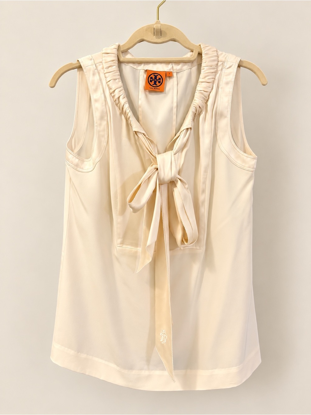 Tory Burch Ivory Tie-Neck Sleeveless Camisole